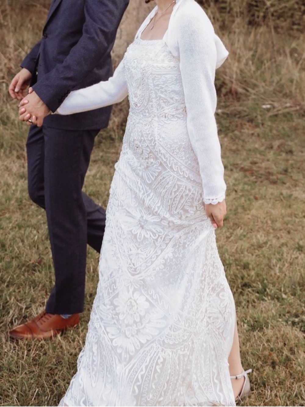 Sue Wong White Embroidered Lace Bridal Gown